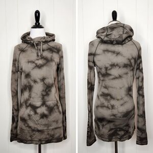 Smartwool Black Brown Marble Wash Merino Wool 250 Thermal Pullover Hoodie Small